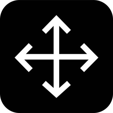 Simge logo tasarımı Full Screen Arrow ve Exit Screen Simgeleri Siyah Siluet düz. Dışarı bakan okları olan minimalist, dijital arayüzlerde yakınlaşmayı veya işlevleri genişletmeyi temsil eden