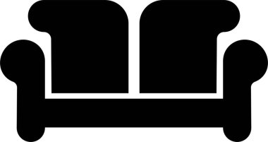 Koltuk, kanepe siyah simgesi uygulamalar için şeffaf arkaplan vektörü ya da ev içi mobilyaların sembolü olan düz koltuk simgesi.