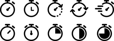 Saydam arkaplanda izole edilmiş ok dairesi Zaman simgesi düz simgesine sahip saat. Uygulamalar veya web alarmlı saat için vektör Geri sayım Durma İzleme işareti. Saatler, dakikalar ve saniyeler kavramı
