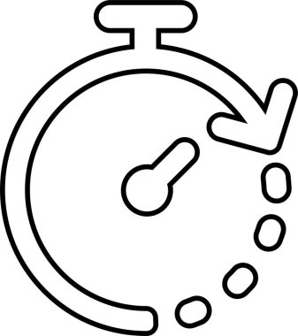 Saydam arkaplanda izole edilmiş ok çemberi zaman simgesi çizgisi sembollü saat. Uygulamalar veya web alarmlı saat için vektör Geri sayım Durma İzleme işareti. Saatler, dakikalar ve saniyeler kavramı