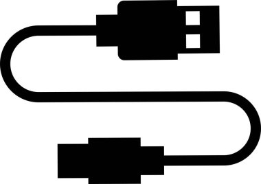 USB kablo simgesi düz. Aerodinamik ağ bağlantıları Ethernet telefon soketi. Mobil kablo şarj cihazı. Şeffaf arkaplanda izole edilmiş uygulamalar veya web için elektronik donanım vektörü
