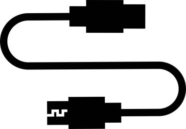 USB kablo simgesi düz. Aerodinamik ağ bağlantıları Ethernet telefon soketi. Mobil kablo şarj cihazı. Şeffaf arkaplanda izole edilmiş uygulamalar veya web için elektronik donanım vektörü