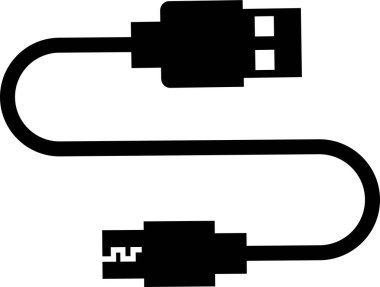 USB kablo simgesi düz. Aerodinamik ağ bağlantıları Ethernet telefon soketi. Mobil kablo şarj cihazı. Şeffaf arkaplanda izole edilmiş uygulamalar veya web için elektronik donanım vektörü