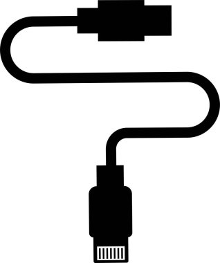 USB kablo simgesi düz. Aerodinamik ağ bağlantıları Ethernet telefon soketi. Mobil kablo şarj cihazı. Şeffaf arkaplanda izole edilmiş uygulamalar veya web için elektronik donanım vektörü