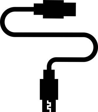 USB kablo simgesi düz. Aerodinamik ağ bağlantıları Ethernet telefon soketi. Mobil kablo şarj cihazı. Şeffaf arkaplanda izole edilmiş uygulamalar veya web için elektronik donanım vektörü