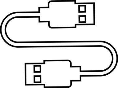 USB kablo simgesi devrede. Aerodinamik ağ bağlantıları Ethernet telefon soketi. Mobil kablo şarj cihazı. Şeffaf arkaplanda izole edilmiş uygulamalar veya web için elektronik donanım vektörü