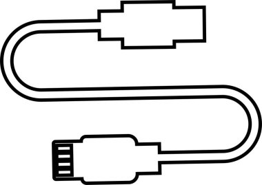 USB kablo simgesi devrede. Aerodinamik ağ bağlantıları Ethernet telefon soketi. Mobil kablo şarj cihazı. Şeffaf arkaplanda izole edilmiş uygulamalar veya web için elektronik donanım vektörü