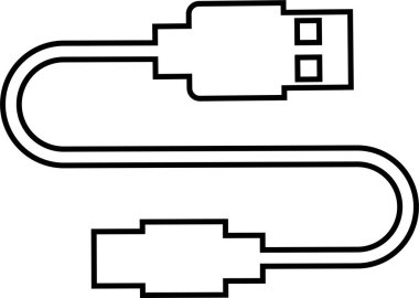 USB kablo simgesi devrede. Aerodinamik ağ bağlantıları Ethernet telefon soketi. Mobil kablo şarj cihazı. Şeffaf arkaplanda izole edilmiş uygulamalar veya web için elektronik donanım vektörü