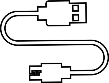 USB kablo simgesi devrede. Aerodinamik ağ bağlantıları Ethernet telefon soketi. Mobil kablo şarj cihazı. Şeffaf arkaplanda izole edilmiş uygulamalar veya web için elektronik donanım vektörü