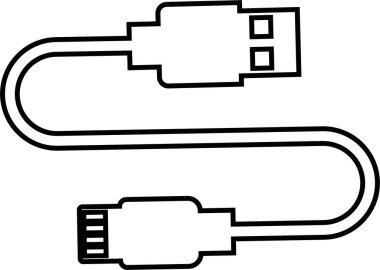 USB kablo simgesi devrede. Aerodinamik ağ bağlantıları Ethernet telefon soketi. Mobil kablo şarj cihazı. Şeffaf arkaplanda izole edilmiş uygulamalar veya web için elektronik donanım vektörü