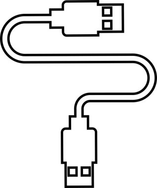 USB kablo simgesi devrede. Aerodinamik ağ bağlantıları Ethernet telefon soketi. Mobil kablo şarj cihazı. Şeffaf arkaplanda izole edilmiş uygulamalar veya web için elektronik donanım vektörü