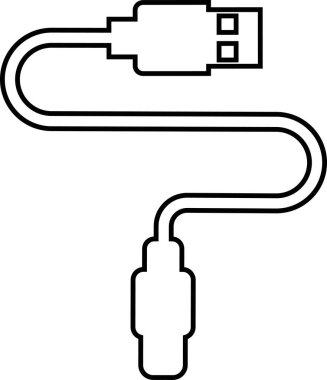 USB kablo simgesi devrede. Aerodinamik ağ bağlantıları Ethernet telefon soketi. Mobil kablo şarj cihazı. Şeffaf arkaplanda izole edilmiş uygulamalar veya web için elektronik donanım vektörü