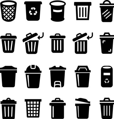 Trash bin Garbage icon in flat set. vector for apps or web trash dustbin sign icon isolated on transparent background elements Waste Disposal, Waste Management, Landfill, Can, Dumping, Dumpster