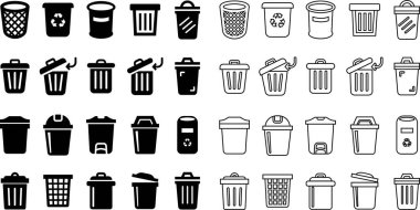 Trash bin Garbage icon in flat line set. vector for apps or web trash dustbin sign icon isolated on transparent background elements Waste Disposal, Waste Management, Landfill, Can, Dumping, Dumpster