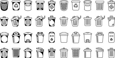 Trash bin Garbage icon in flat line set. vector for apps or web trash dustbin sign icon isolated on transparent background elements Waste Disposal, Waste Management, Landfill, Can, Dumping, Dumpster