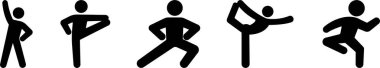 Exercise Fitness Sport people making exercises vector for apps or web training activity, workout Yoga pose, meditate practice Health icon in flat set isolated on transparent background