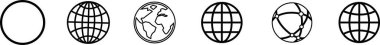 World globe in line icon set. Vector for apps or website Earth global country map planet Travel internet globe sign symbol isolated on transparent background international communication service