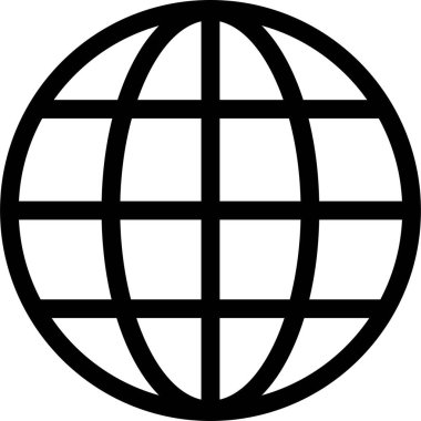World globe in line icon. Vector for apps or website Earth global country map planet Travel internet globe sign symbol isolated on transparent background international communication service
