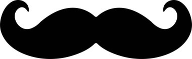 Mustache Black silhouette icon in flat. Symbol of Father day man mustaches Vector for apps or website Moustache for men face whisker tendril isolated on transparent background.