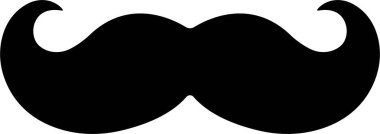 Mustache Black silhouette icon in flat. Symbol of Father day man mustaches Vector for apps or website Moustache for men face whisker tendril isolated on transparent background.