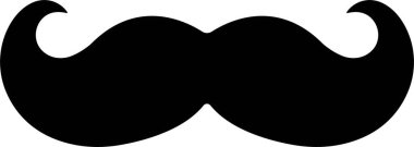 Mustache Black silhouette icon in flat. Symbol of Father day man mustaches Vector for apps or website Moustache for men face whisker tendril isolated on transparent background.