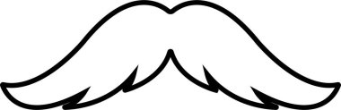 Mustache Black silhouette icon in line. Symbol of Father day man mustaches Vector for apps or website Moustache for men face whisker tendril isolated on transparent background.