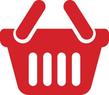 Shopping cart basket icon in flat red. Containing shopping, order, buy, purchase, bought, sale, sell, store, market for e-commerce. Vector for apps or website isolated on transparent background