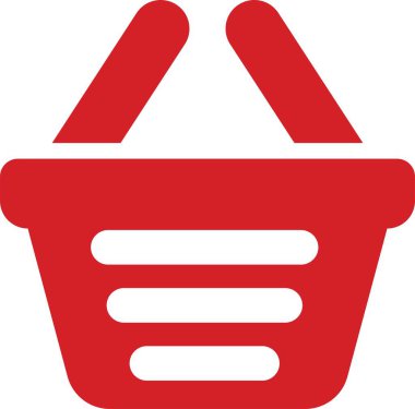 Shopping cart basket icon in flat red. Containing shopping, order, buy, purchase, bought, sale, sell, store, market for e-commerce. Vector for apps or website isolated on transparent background