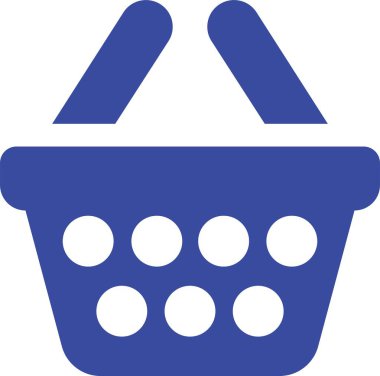 Shopping cart basket icon in flat blue. Containing shopping, order, buy, purchase, bought, sale, sell, store, market for e-commerce. Vector for apps or website isolated on transparent background