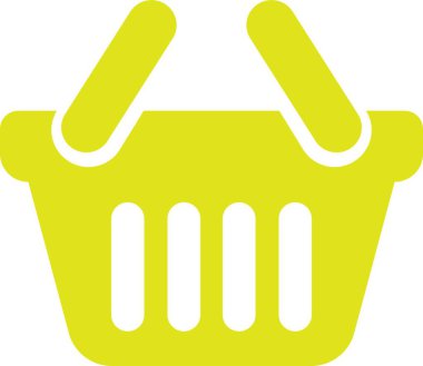 Shopping cart basket icon in flat yellow. Containing shopping, order, buy, purchase, bought, sale, sell, store, market for e-commerce. Vector for apps or website isolated on transparent background