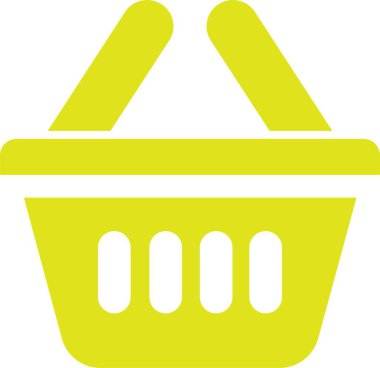 Shopping cart basket icon in flat yellow. Containing shopping, order, buy, purchase, bought, sale, sell, store, market for e-commerce. Vector for apps or website isolated on transparent background
