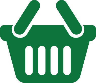 Shopping cart basket icon in flat green. Containing shopping, order, buy, purchase, bought, sale, sell, store, market for e-commerce. Vector for apps or website isolated on transparent background