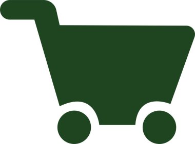 Shopping cart trolley icon in flat green. Containing shopping, order, buy, purchase, bought, sale, sell, store, market for e-commerce. Vector for apps or website isolated on transparent background