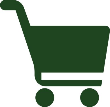 Shopping cart trolley icon in flat green. Containing shopping, order, buy, purchase, bought, sale, sell, store, market for e-commerce. Vector for apps or website isolated on transparent background
