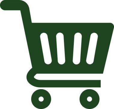 Shopping cart trolley icon in flat green. Containing shopping, order, buy, purchase, bought, sale, sell, store, market for e-commerce. Vector for apps or website isolated on transparent background