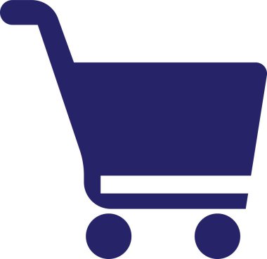Shopping cart trolley icon in flat blue. Containing shopping, order, buy, purchase, bought, sale, sell, store, market for e-commerce. Vector for apps or website isolated on transparent background