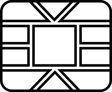Sim EMV chip icon in line vector for apps or website terminals Square computer microchips cards Contactless payment at terminals and ATM credit debit cards isolated on transparent background
