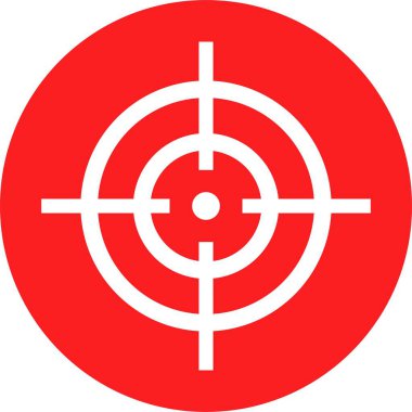 Target destination icon in red flat style. Vector for apps or web shooting sniper rifle target circle logo for a gun sight and a focus sign Crosshairs Bullseye isolated on transparent background