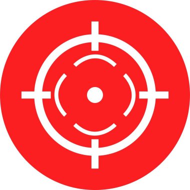 Target destination icon in red flat style. Vector for apps or web shooting sniper rifle target circle logo for a gun sight and a focus sign Crosshairs Bullseye isolated on transparent background