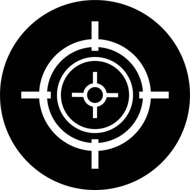 Target destination icon in black flat style. Vector for apps or web shooting sniper rifle target circle logo for a gun sight and a focus sign Crosshairs Bullseye isolated on transparent background