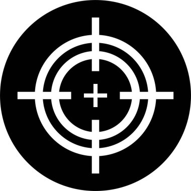 Target destination icon in black flat style. Vector for apps or web shooting sniper rifle target circle logo for a gun sight and a focus sign Crosshairs Bullseye isolated on transparent background