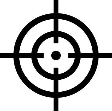 Target destination icon in black line style. Vector for apps or web shooting sniper rifle target circle logo for a gun sight and a focus sign Crosshairs Bullseye isolated on transparent background