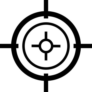 Target destination icon in black line style. Vector for apps or web shooting sniper rifle target circle logo for a gun sight and a focus sign Crosshairs Bullseye isolated on transparent background