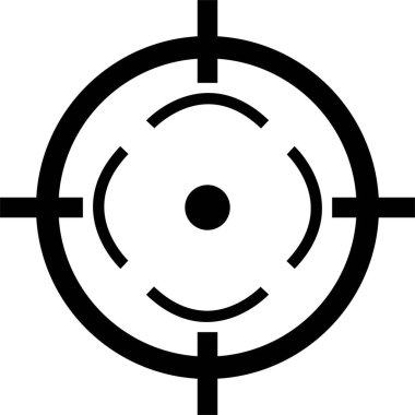 Target destination icon in black line style. Vector for apps or web shooting sniper rifle target circle logo for a gun sight and a focus sign Crosshairs Bullseye isolated on transparent background