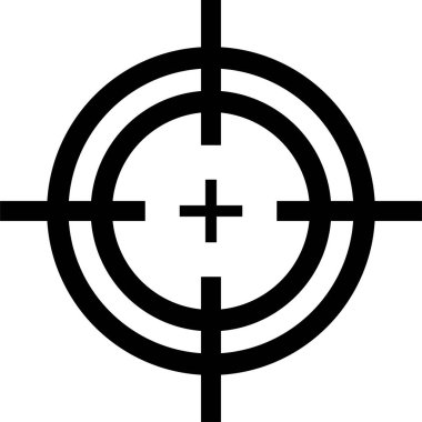 Target destination icon in black line style. Vector for apps or web shooting sniper rifle target circle logo for a gun sight and a focus sign Crosshairs Bullseye isolated on transparent background
