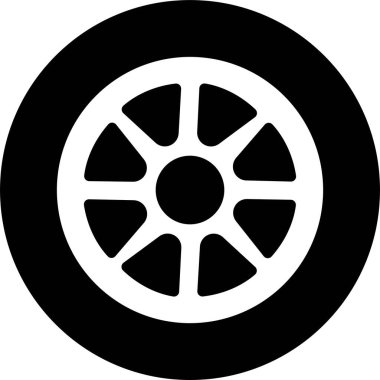 Wheel tires icon in flat. Black rubber wheel tire disks auto service vector for apps or website vehicle or automobile tire alloy wheel with rim isolated on transparent background