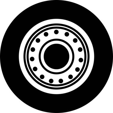 Wheel tires icon in flat. Black rubber wheel tire disks auto service vector for apps or website vehicle or automobile tire alloy wheel with rim isolated on transparent background