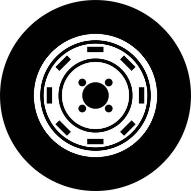Wheel tires icon in flat. Black rubber wheel tire disks auto service vector for apps or website vehicle or automobile tire alloy wheel with rim isolated on transparent background