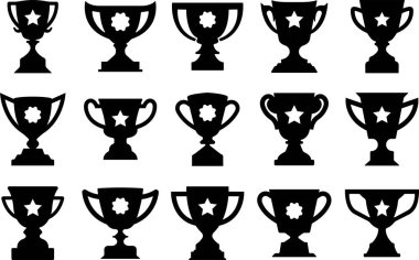 Trophy cup award icon in flat set. vector for apps or website logo Winner sport championship ceremony label, first place prize, victory sign icon design isolated on transparent background