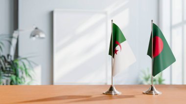 FLAGS OF ALGERIA AND BANGLADESH ON TABLE clipart